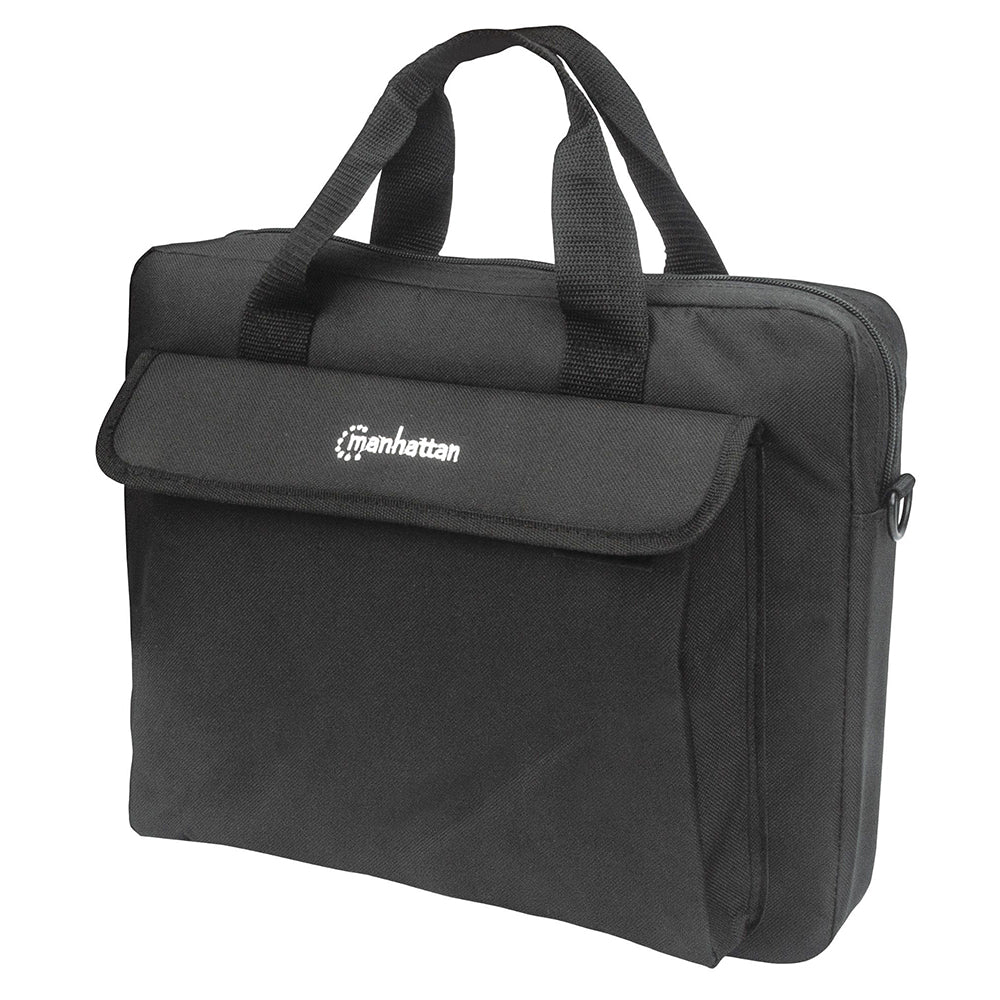 Maletín Manhattan Portafolio London 14.1" Negro Resistente Agua 439893, Compartimento Acolchado, Correa Ajustable, Bolsillos Organizadores