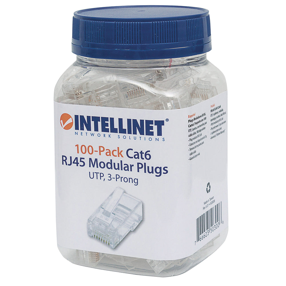 Conector RJ45 Cat6 Blindado 100 Unidades Oro 15-Micras Intellinet 503006