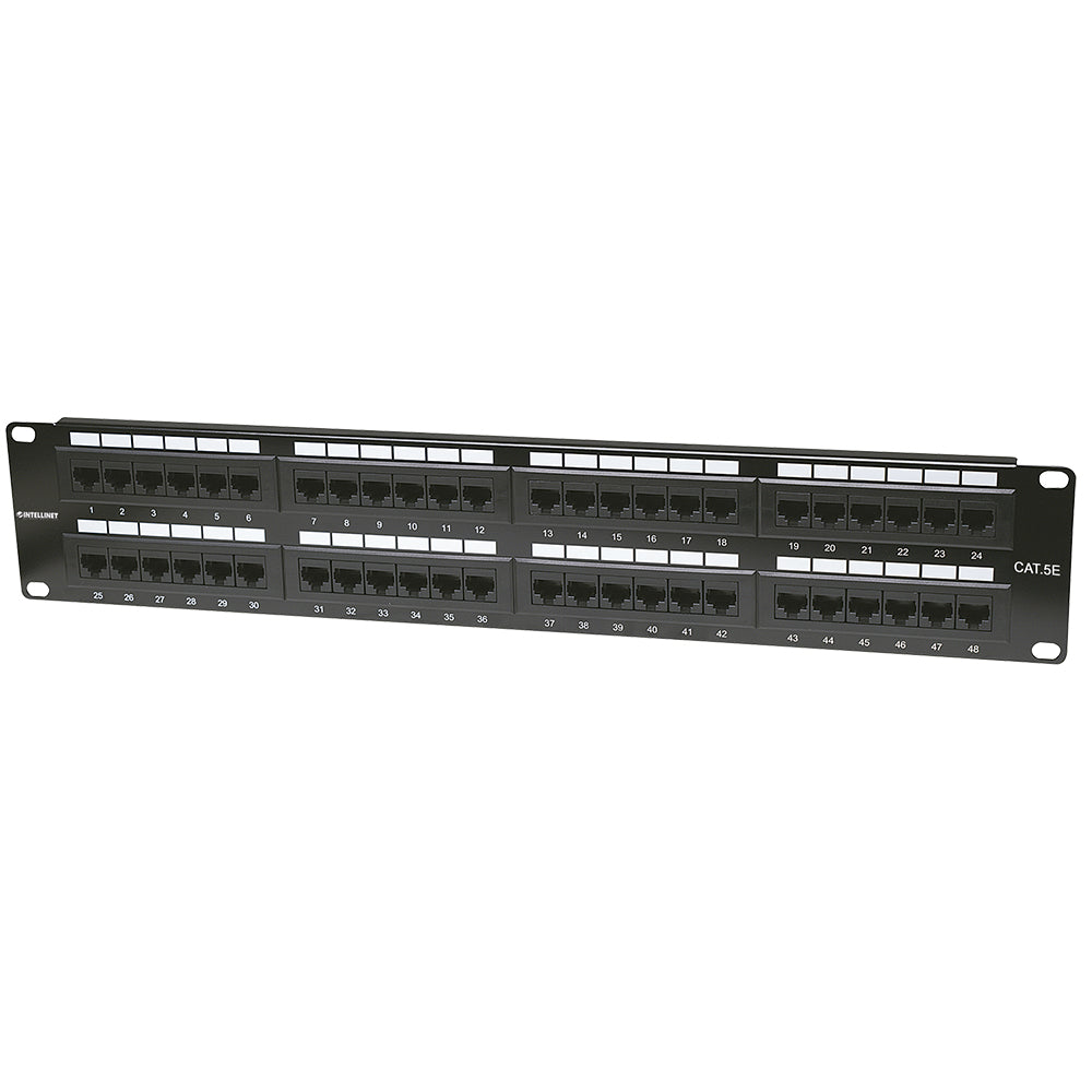 Panel de Parcheo 48 Puertos Cat5e UTP 2U para Rack 19 Intellinet 513579
