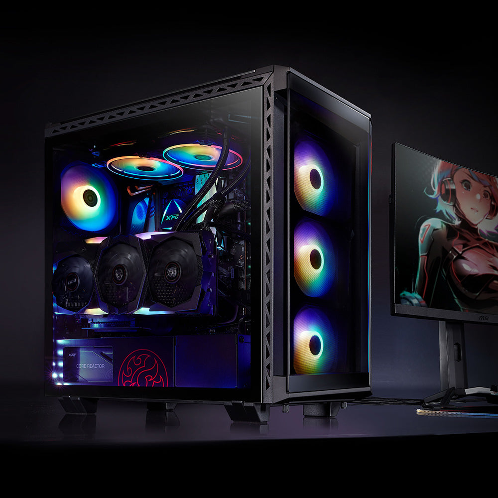 XPG BATTLECRUSIER carcasas ordenador Metal, Vidrio templado Midi Tower PC Negro