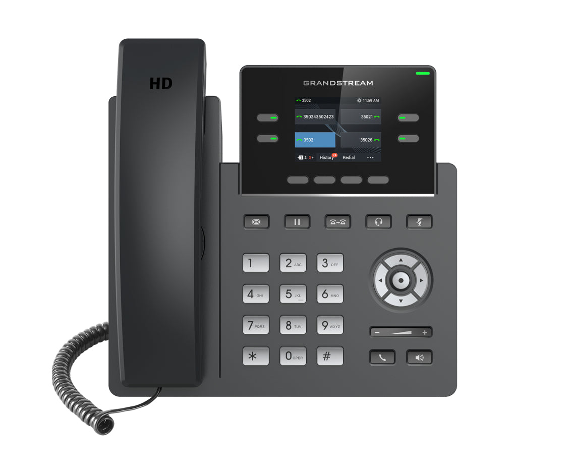 Grandstream Networks GRP2612 teléfono IP Negro 2 líneas, Terminal con conexión por cable, En banda, Fuera de banda