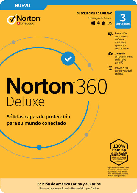 Norton Norton 360 Deluxe software de seguridad Seguridad de antivirus Licencia Completo Español