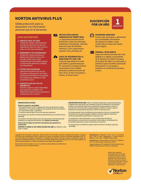 Norton Norton AntiVirus Plus software de seguridad Seguridad de antivirus Completo Español 1 licencia(s)