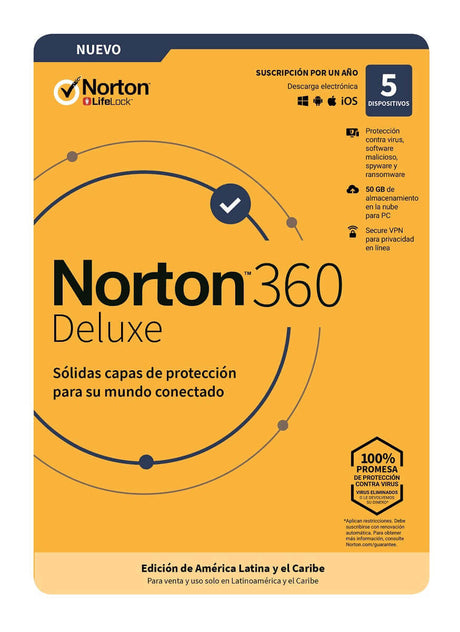 Norton Norton 360 Deluxe software de seguridad Seguridad de antivirus Licencia Completo Español