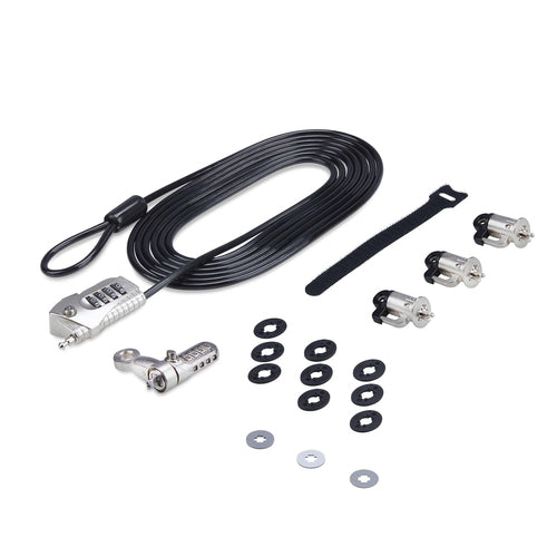 StarTech.com Juego de Candado para Ordenador de Sobremesa o Portátil y Periféricos - Cable de 3m de Acero - Candado Anti