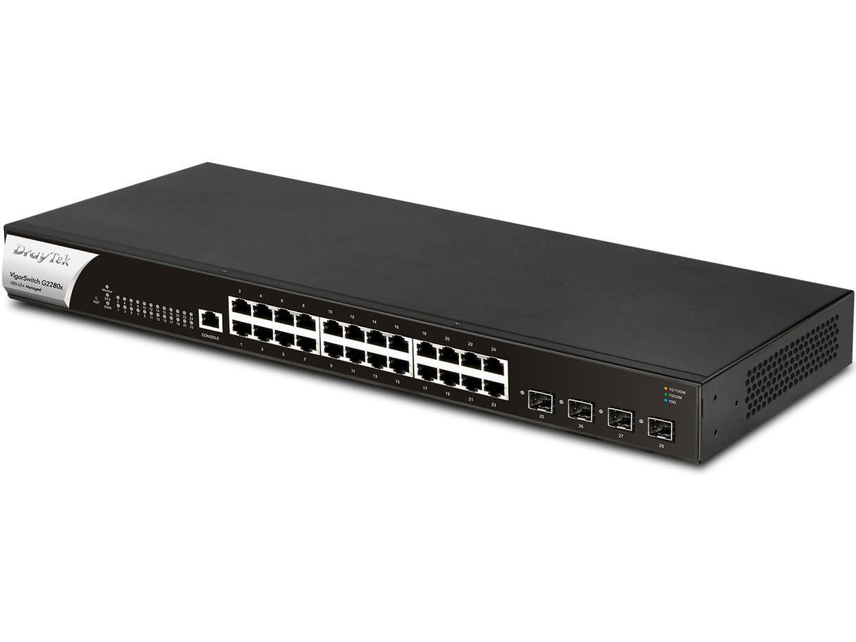 DrayTek VigorSwitch G2280x Gestionado L2+ Gigabit Ethernet (10/100/1000) 1U Negro, Montaje en rack