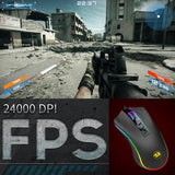REDRAGON M711-FPS COBRA FPS, Mouse competitivo, switches ópticos, Diestro, USB tipo A, 24000 DPI