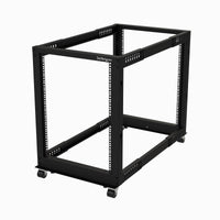 StarTech.com Rack 15U Móvil de Marco Abierto de 4 Columnas para Servidores - Rack de Cuatro Columnas de 19 Pulgadas para Equipo de Red e Informático - Ruedas o Patas Niveladoras Rack 15U Rack o bastidor independiente 544 kg Negro