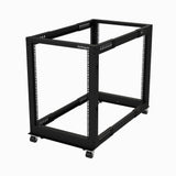StarTech.com Rack 15U Móvil de Marco Abierto de 4 Columnas para Servidores - Rack de Cuatro Columnas de 19 Pulgadas para Equipo de Red e Informático - Ruedas o Patas Niveladoras Rack 15U Rack o bastidor independiente 544 kg Negro