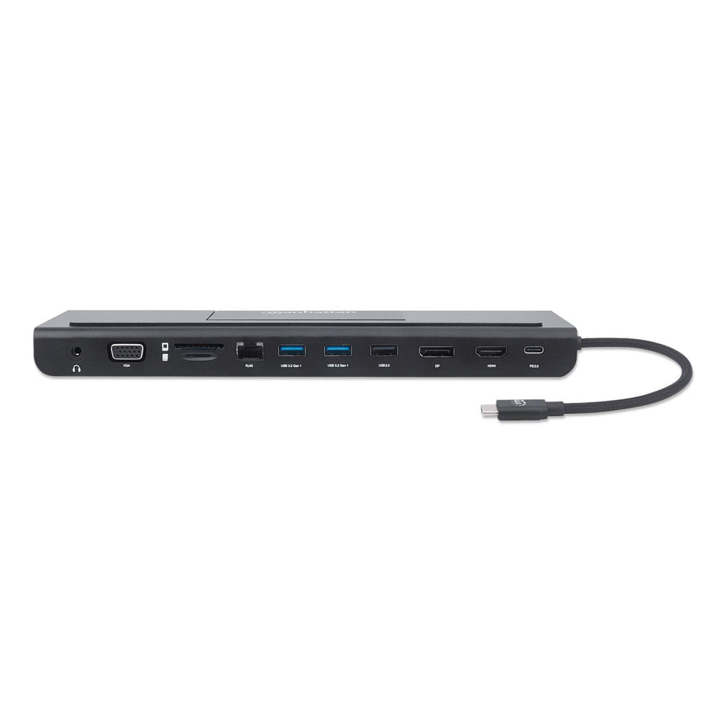 Manhattan Docking station de USB-C a 11 puertos, para tres monitores, con MST Laptop Alámbrico USB 3.2 Gen 1 (3.1 Gen 1)