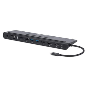 Manhattan Docking station de USB-C a 11 puertos, para tres monitores, con MST Laptop Alámbrico USB 3.2 Gen 1 (3.1 Gen 1) Type-C 3 Si
