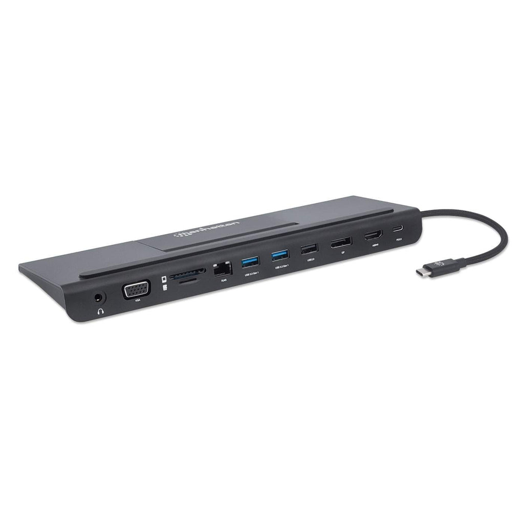 Manhattan Docking station de USB-C a 11 puertos, para tres monitores, con MST Laptop Alámbrico USB 3.2 Gen 1 (3.1 Gen 1)