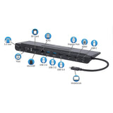 Manhattan Docking station de USB-C a 11 puertos, para tres monitores, con MST Laptop Alámbrico USB 3.2 Gen 1 (3.1 Gen 1) Type-C 3 Si