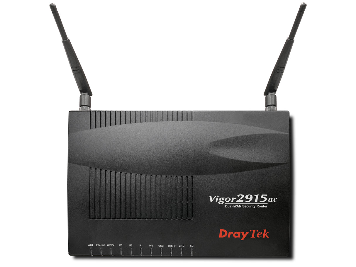 DrayTek VIGOR2915AC router inalámbrico Gigabit Ethernet Doble banda (2,4 GHz / 5 GHz) Negro, Wi-Fi 5 (802.11ac), Router 
