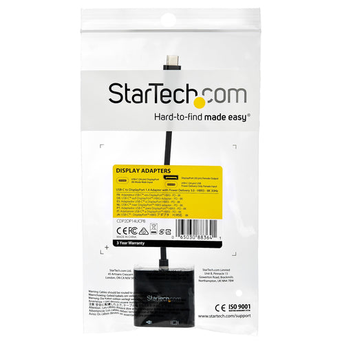StarTech.com Cable de 1m USB-C a DisplayPort 1.4 HBR3 con Entrega de Alimentación PD de 60W - Convertidor Adaptador de V