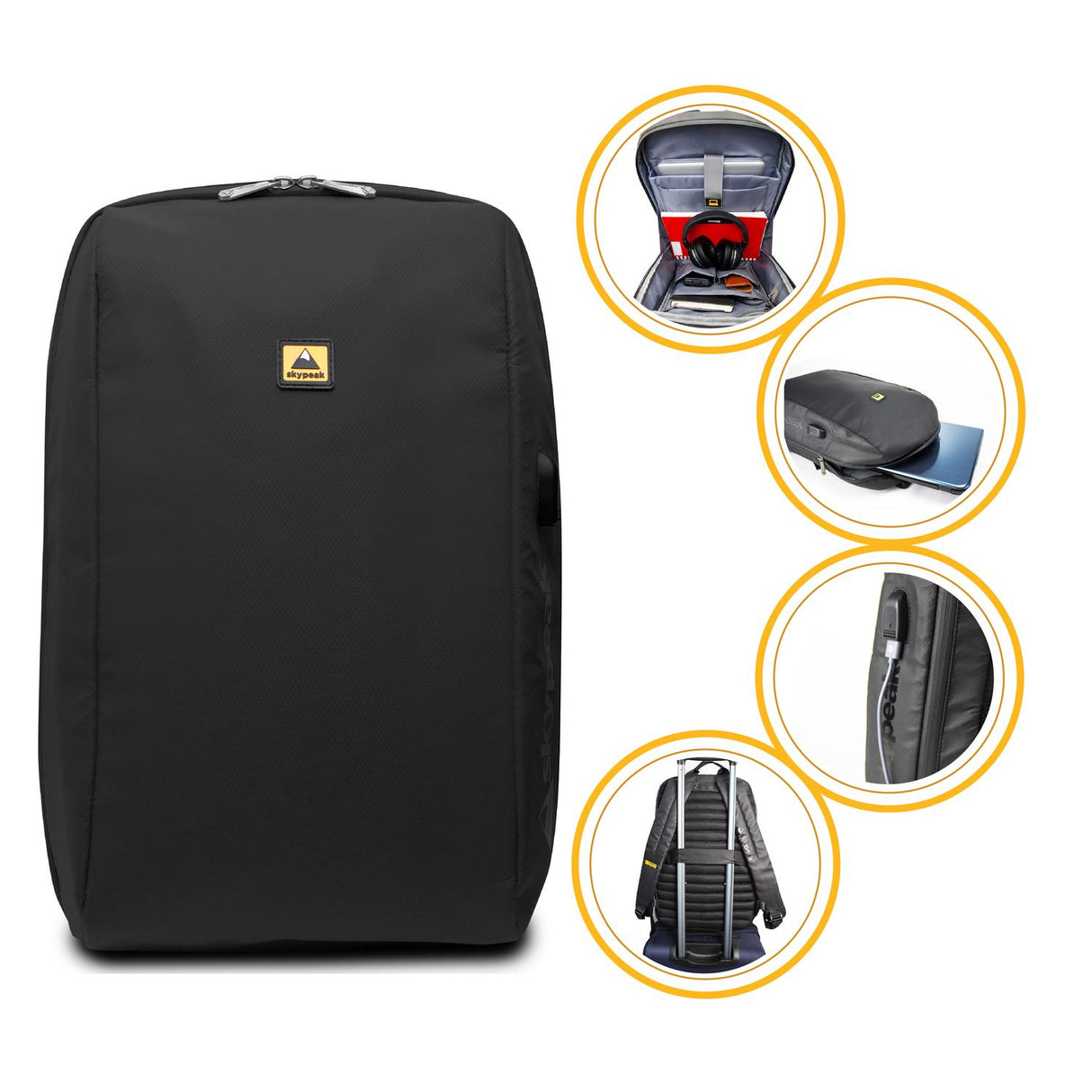 Skypeak PRIME-115BK mochila Mochila casual Negro, Ciudad, Compartimento del portátil
