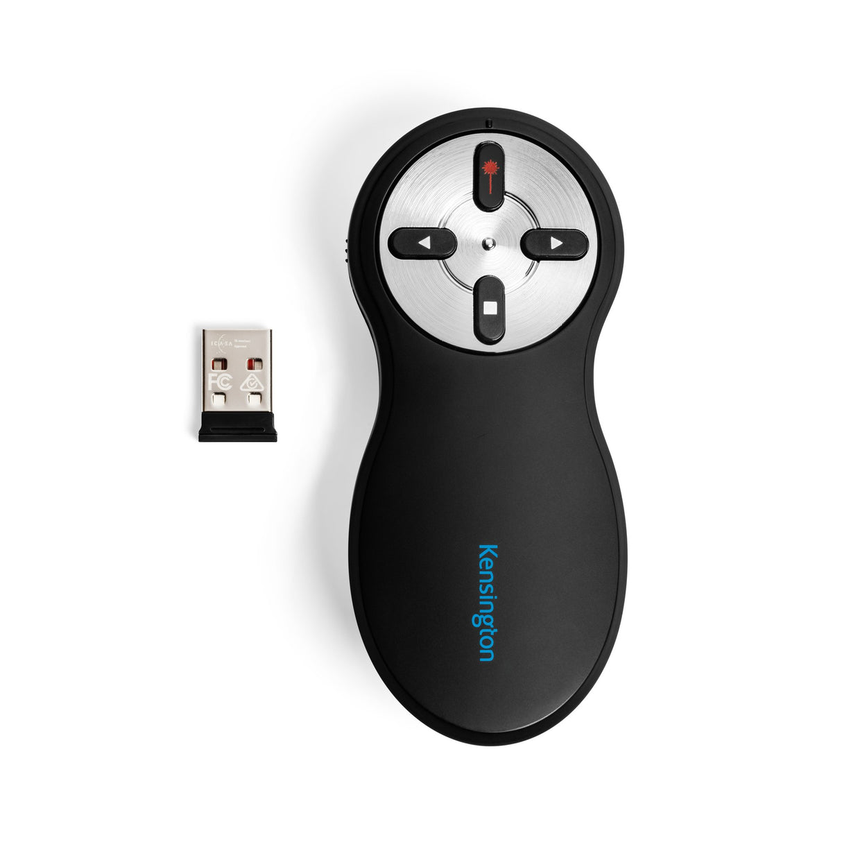 Kensington Presentador inalámbrico con láser rojo: nanorreceptor apuntadores inalámbricos Receptor estándar Negro Rojo Laser