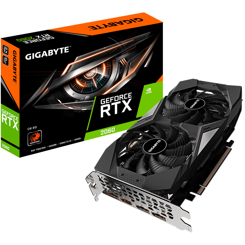GIGABYTE GeForce RTX 2060 D6 6G tarjetas gráficas Si 1920 NVIDIA GeForce RTX 2060