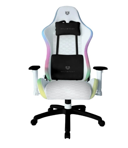 Silla Gamer BALAM RUSH Lightning RGB Frost Ergonómica + RGB / Soporta hasta 150 Kg + Ajuste 2D/ Vinipiel / Blanco