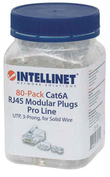 790550 - Intellinet PLUG RJ45 CAT6A SOLIDO UTP BOTE 80 PZAS ORO 50-MICRAS PRO conectores RJ45 Transparente Policarbonato Cat6a