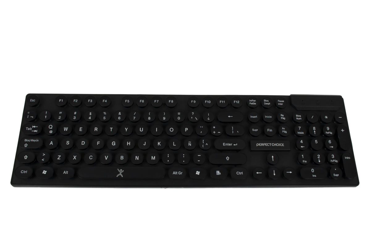 Perfect Choice PC-201052 teclado Ratón incluido Oficina RF inalámbrico QWERTY Español Negro, Interruptor de membrana