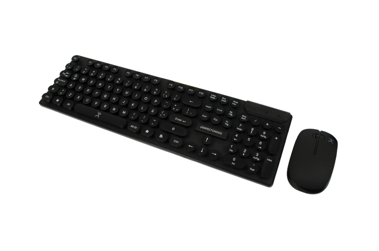 Perfect Choice PC-201052 teclado Ratón incluido Oficina RF inalámbrico QWERTY Español Negro, Interruptor de membrana