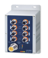PLANET IP67-rated Industrial 8-Port No administrado Energía sobre Ethernet (PoE) Azul, Gris