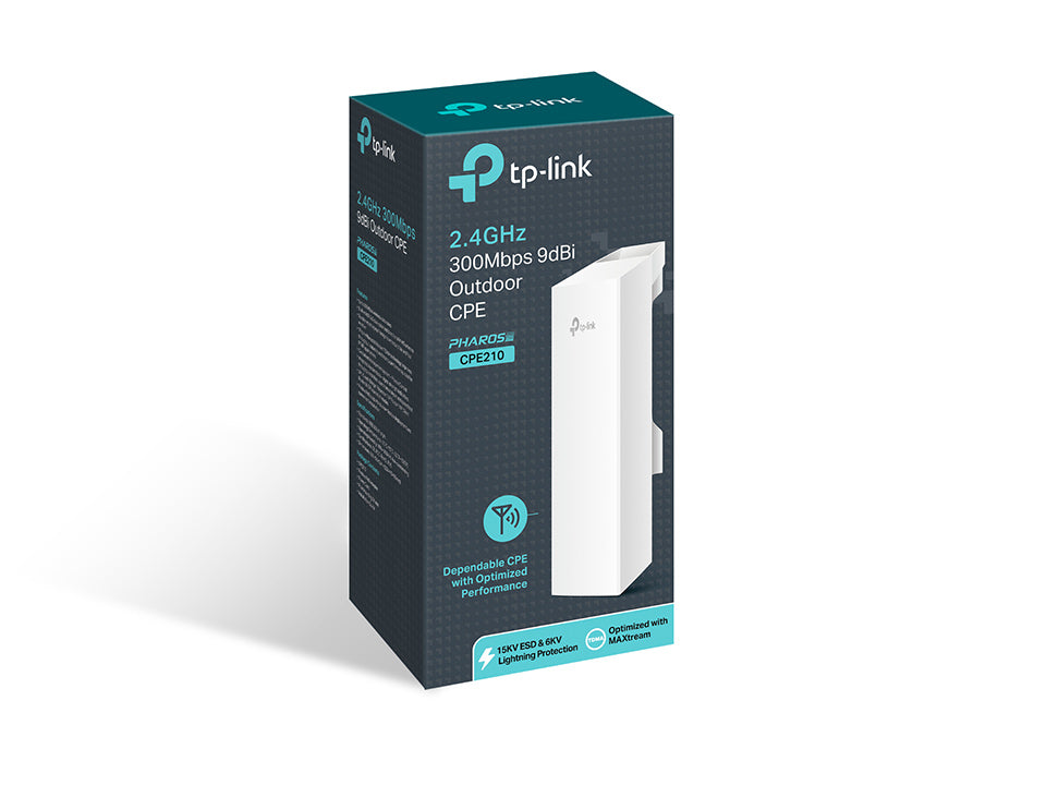 TP-Link 2.4GHz 300Mbps 9dBi Outdoor CPE puntos de accesos inalámbricos Si 300 Mbit/s 300 Mbit/s 2.4 - 2.483 GHz