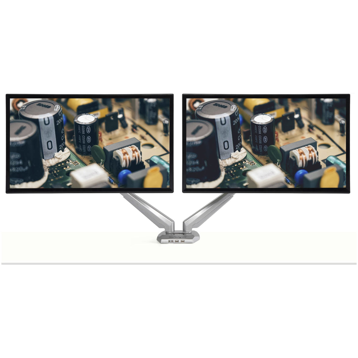 StarTech.com Brazo de Soporte para 2 Monitores - para Pantallas VESA de 15 a 32IN con Hub USB de 2 Puertos Monitor Plata