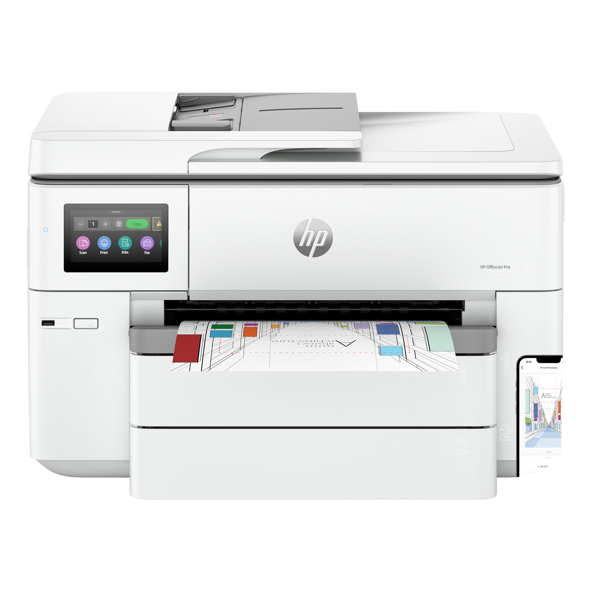 HP OfficeJet Pro 9730 Conexiones inalámbricas All-in-One Color Impresora, Impresión a doble cara; Copiadora, escáner