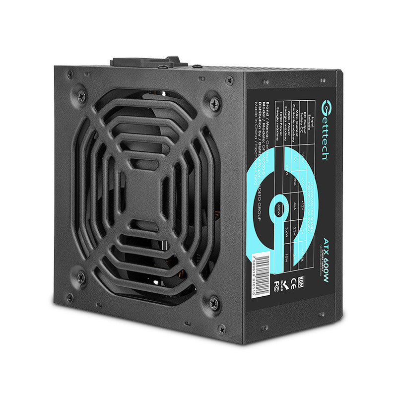 Getttech GFS-60020-01 unidad de fuente de alimentación 600 W 20+4 pin ATX ATX Negro, 100 - 240 V, No modular