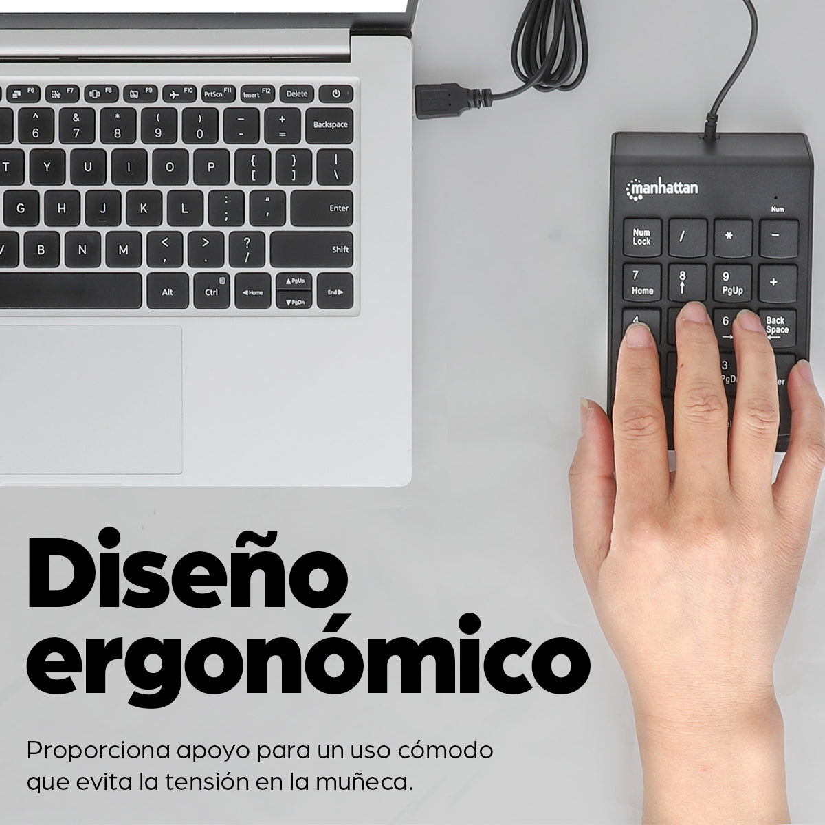 Manhattan Teclado numérico alámbrico Teclado Interruptor de membrana Universal USB 1,29 m