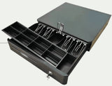Evotec EV-3003 cajón de efectivo Cajón de dinero manual y automático, Plástico, Negro, 405 mm