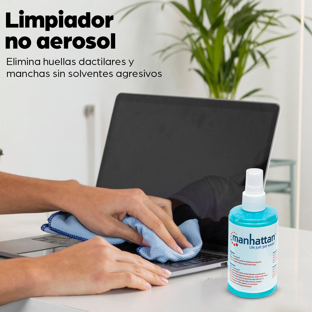 Manhattan Equipo para Limpieza de Pantallas LCD kits de limpieza para equipos LCD/TFT/Plasma 200 ml Microfibra Azul