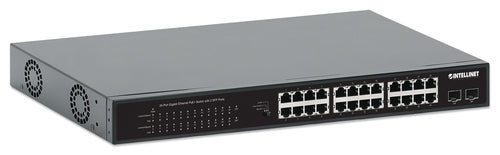 Intellinet Commutateur réseau (switch) Gigabit Ethernet PoE+ 24 ports avec 2 ports SFP, compatible IEEE 802.3at/af (PoE+
