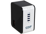 CDP R2CU-AVR1008 1000VA/500W AVR, 8 Salidas, 175 Julios, 4 Puertos USB, 120 Vac Regulador de Voltaje 92 - 144 V 50/60 Hz 6 A 120 V