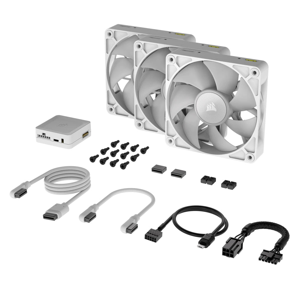 Corsair iCUE LINK RX120 RGB Gabinete de la computadora Ventilador 12 cm Blanco 3 pieza(s), 400 RPM, 2100 RPM