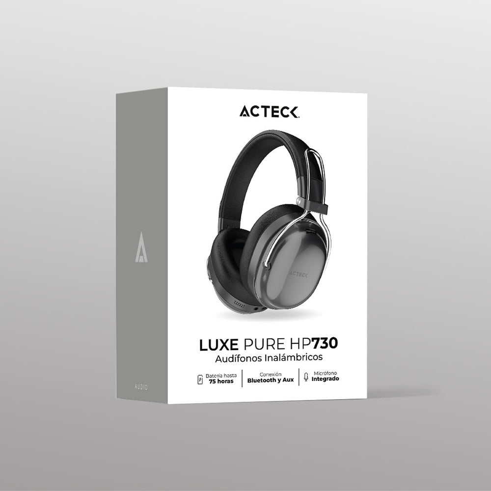 Acteck Luxe Pure HP730 Auriculares Inalámbrico y alámbrico Diadema Llamadas/Música Bluetooth Negro, 20 - 20000 Hz, 235 g