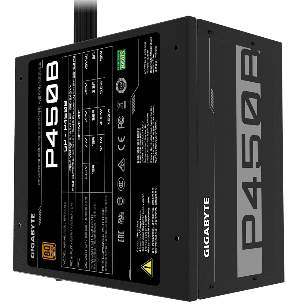 GIGABYTE P450B unidades de fuentes de alimentación 450 W 100 - 240 V 50 - 60 Hz 8 - 4 A