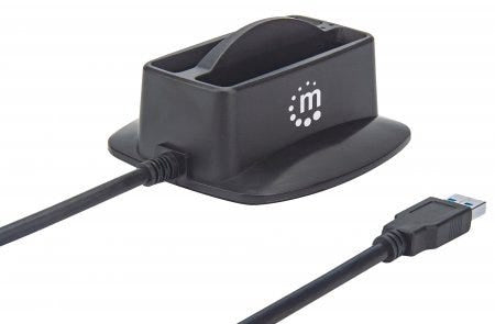 Manhattan Base de conexión dual USB 3.0 SuperSpeed y disco duro SATA 2.5" bases de conexión para discos duros Unidad de disco duro Serial ATA III 2.5 cm (2.5") 2