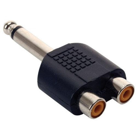 Steren 251-100 cambiadores de género de cables 6.3 mm 2x RCA Negro, Plata