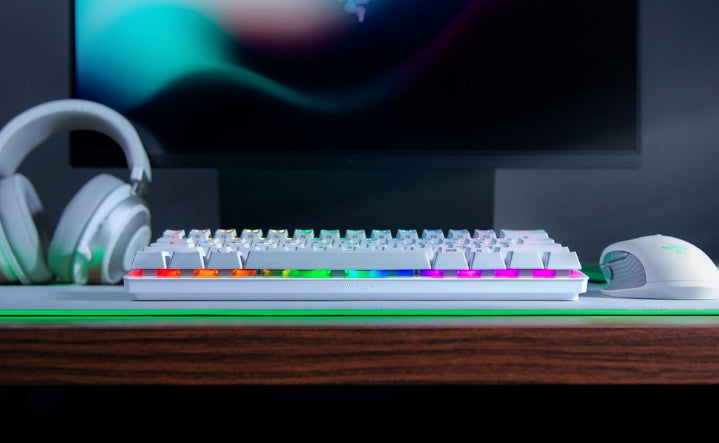 Razer Huntsman Mini teclado Juego USB QWERTY Internacional de EE.UU. Blanco, Alámbrico, Interruptor de llave óptico