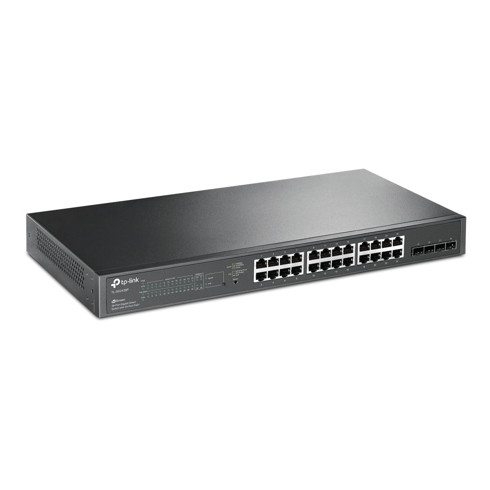 TL-SG2428P - Switch TP-Link JetStream TL-SG2428P administrable L2/L2+ 24 puertos gigabit PoE 802.3at/af+ max. 250W con 4 puertos SFP gigabit