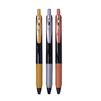 Boigrafo Zebra decoshine retractil Punto fino 0.5 tinta gel colores surtidos metalicos caja c/3