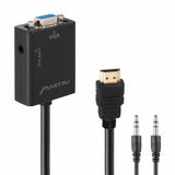 MITZU MHD-1020 convertidor de señal de vídeo Convertidor de vídeo pasivo, Negro, HDMI, VGA/3.5 mm