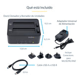 StarTech.com Duplicador y Borrador de Discos Duros de 2 Bahías - Clonador Copiador Autónomo de Discos Duros SATA - Docki