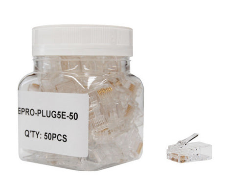 Enson EPRO-PLUG5E-50 conector RJ45 Transparente, Macho, Derecho, U/UTP (UTP)