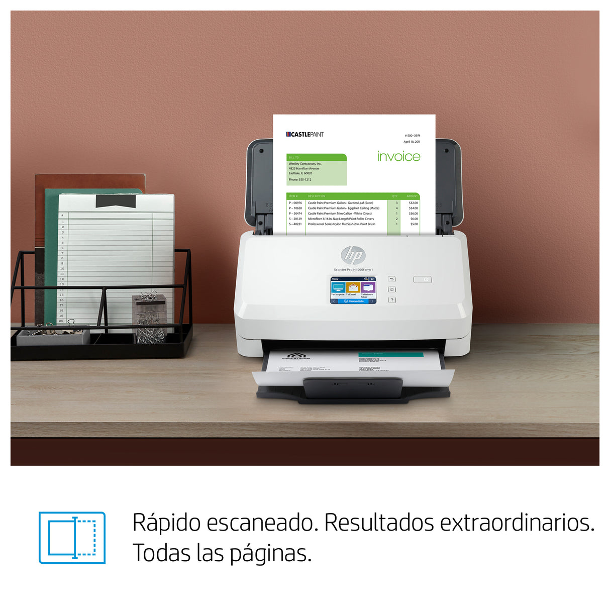 HP ScanJet Pro N4000 snw1 Escáner alimentado con hojas 600 x 600 DPI, Botones, Tocar, CMOS CIS