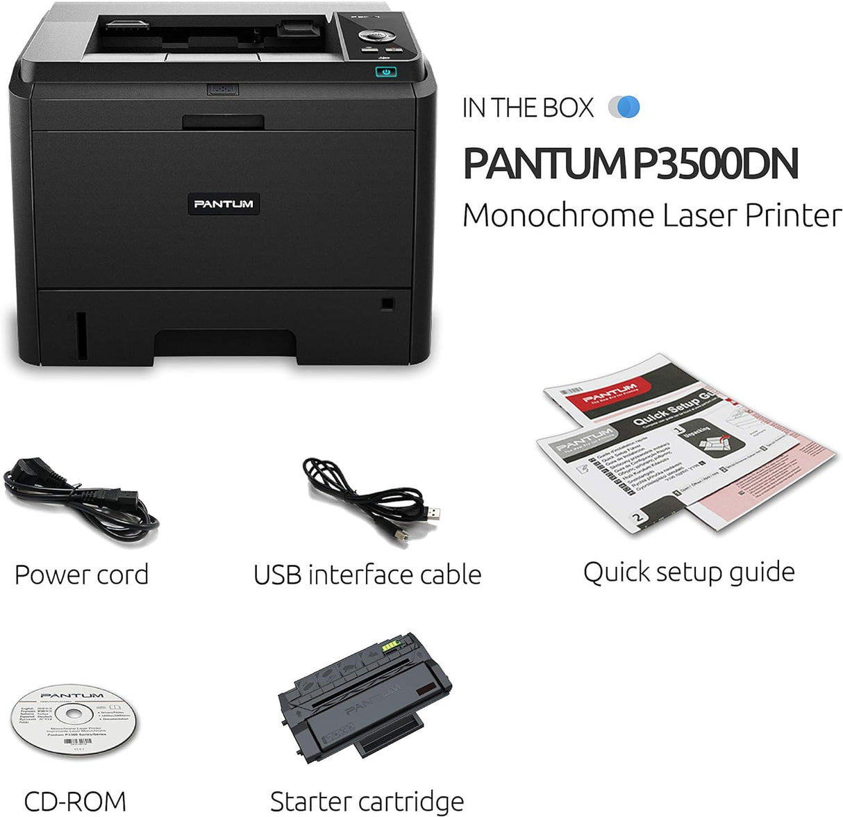 Impresora Láser Pantum P3500DN - 35 ppm - 1200 x 1200 dpi - Duplex - RJ-45 - USB - Negro FullOffice.com