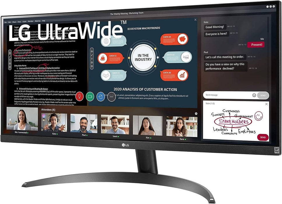 Monitor Ultrapanorámico LG LCD 29", Full HD, UltraWide, FreeSync, 75Hz, HDMI, Negro - 29WP500-B